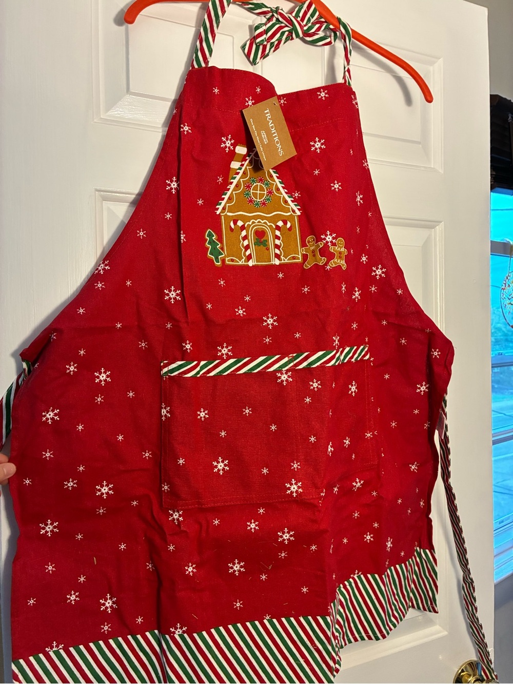 Red Gingerbread House Holiday Apron